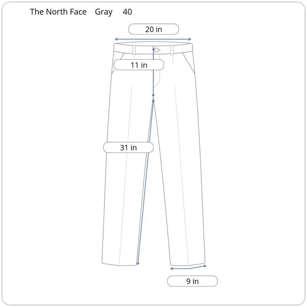 The North Face Men's 40 x 31 Gray Ripstop Nylon Convertible‎ Cargo Hiking Pants